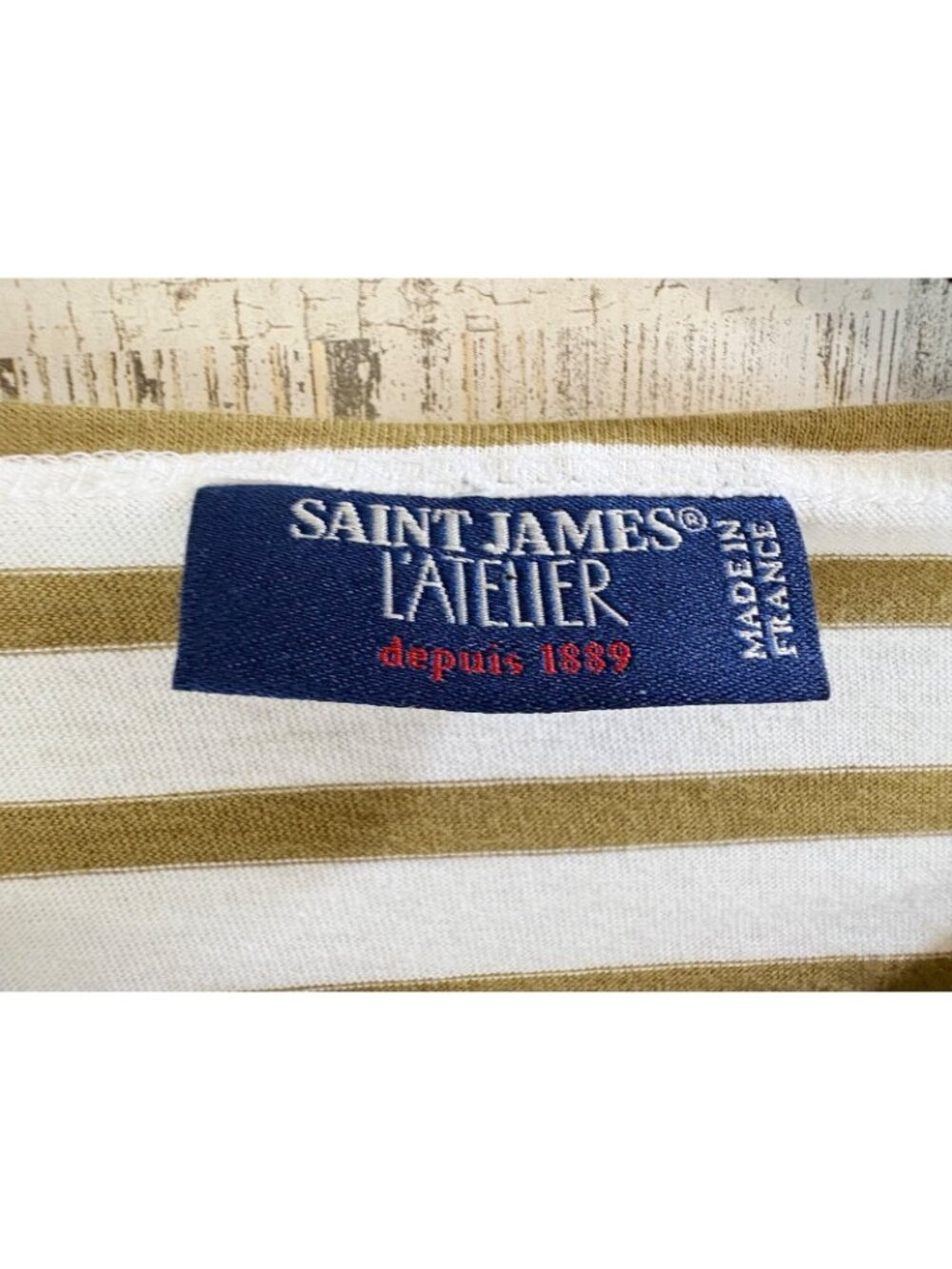 Saint James L’atelier Sz 14 M Green White Striped T Shirt - Picture 7 of 14